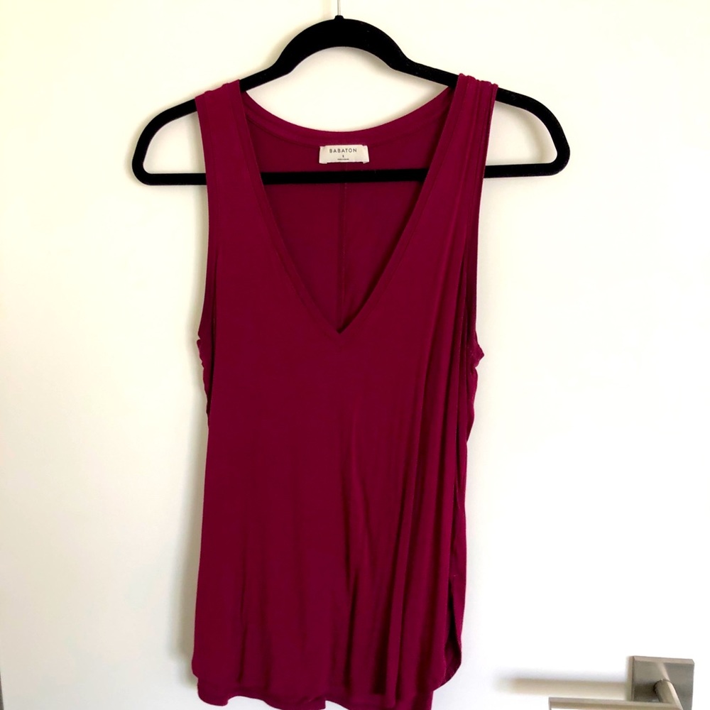 Burgundy V-Neck Top